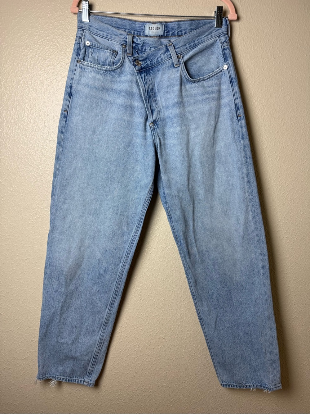 Agolde Pale Blue High-Rise Straight Leg Jeans